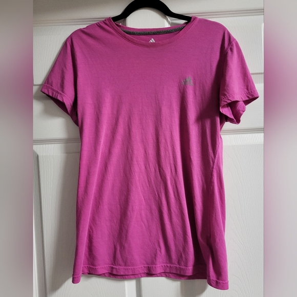 Adidas Womens Climalite Fuchsia Tee Size L - Picture 1 of 5